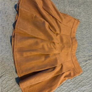 Francesca's Collections Burnt Orange Pleated Mini Skirt